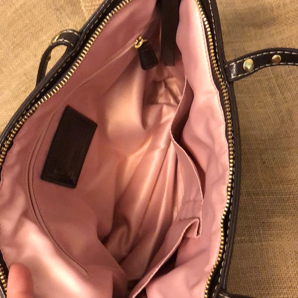 Coach Signature Stripe Studded Sateen Tote - Picture 5 of 8